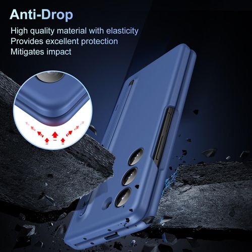 product_image_name-Generic-Blue Luxury Foldino Leather Case for Samsung Galaxy Fold 7 with S Pen Slot, Hinge, Camera and Front Screen Safety - Blue Business Class Premium PU Cover-8