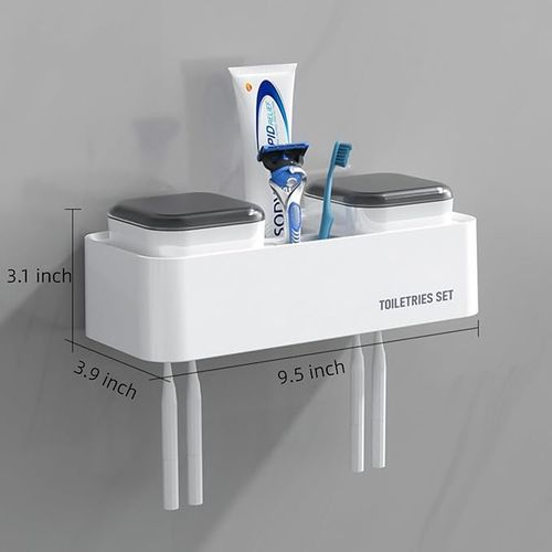 product_image_name-Generic-Wall-mounted Toothbrush Holder - Toothbrush And Toothpaste Storage Rack-2