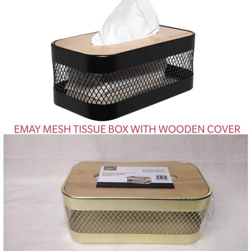 product_image_name-Emay-Mesh Tissue Box With Wooden Cover For Storage -1