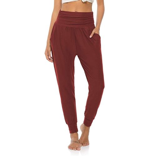 Female Trousers, Solid Color Elastic High Waist Yoga Pants