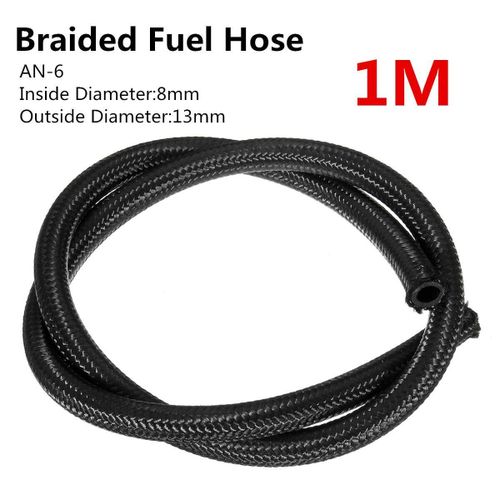 Generic AN -6 (8mm) 5/16 Black Nylon Braided Fuel Hose 1 Meter