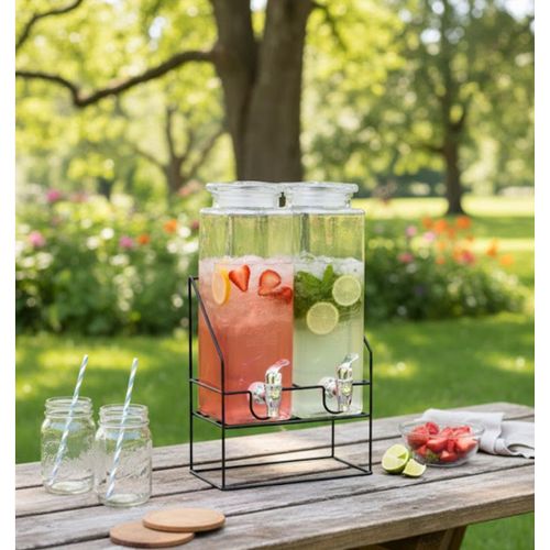 product_image_name-Generic-2-Pack Mason Jar like Glass Beverage Dispenser Set -1