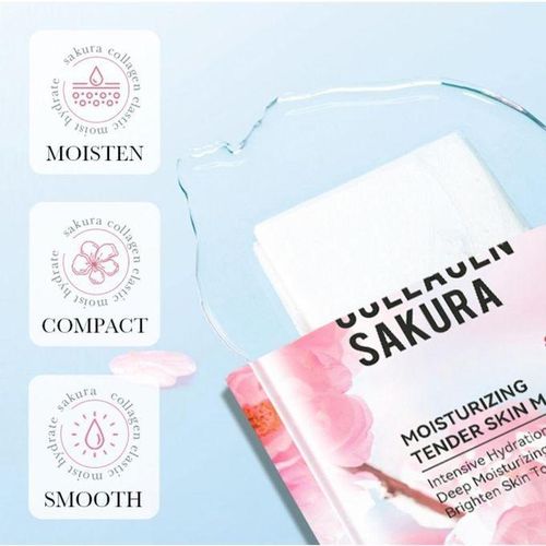 product_image_name-SADOER-3 Pieces Collagen Sakura Face Mask Anti-Aging Face Mask Moisturizing Firming Anti-aging Repair Brightening Facial Sheet Mask Minimize Wrinkles, Restores Skin Elasticity & Firmness-2