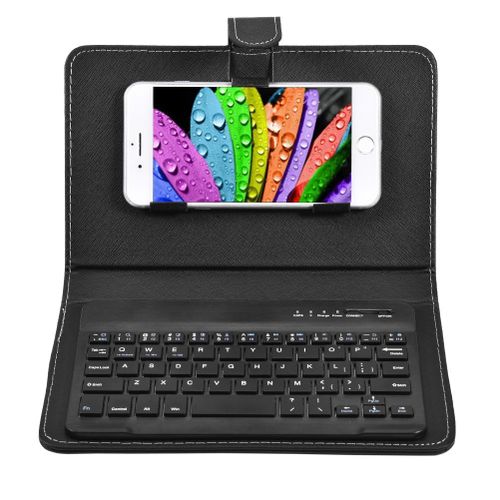 product_image_name-Generic-BLACK BT 3.0 Wireless Keyboard Cover with Leather Case for Smart Phone-2