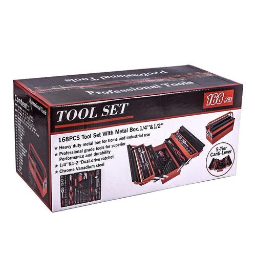 product_image_name-Generic-Car Repairing 168 pcs Hand Socket Security Household Auto Tools Wrench Socket Set Mechanical Metal Box Hand Tool Set box-1