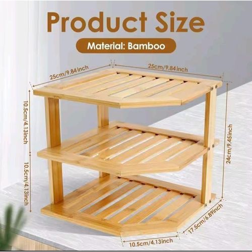product_image_name-Wood-3 tier CORNER BAMBOO KITCHEN STORAGE SPICE RACK-4