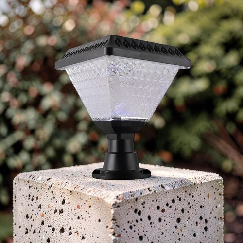 product_image_name-Generic-Automatic Solar Outdoor Post Light with Bright White LED and Decorative Crystal Shade-1