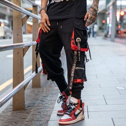 Generic as Picture Multi pocket Casual Pants Mens Clothing Black