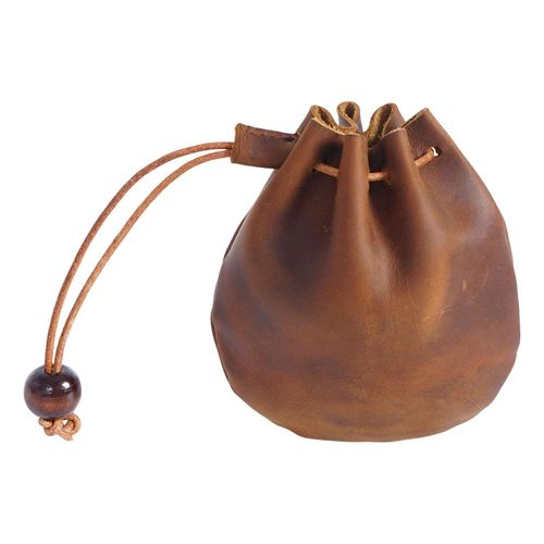 Leather Drawstring Coin Bag