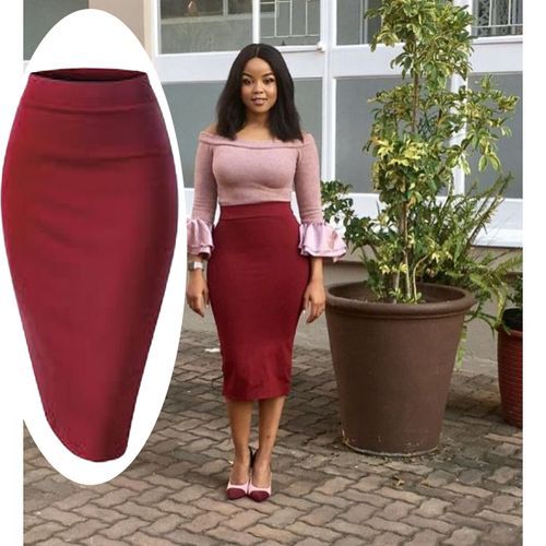 Fashion Official/Casual Skirt Cotton Ribbed Bodycon Skirt(36-42inches) @  Best Price Online