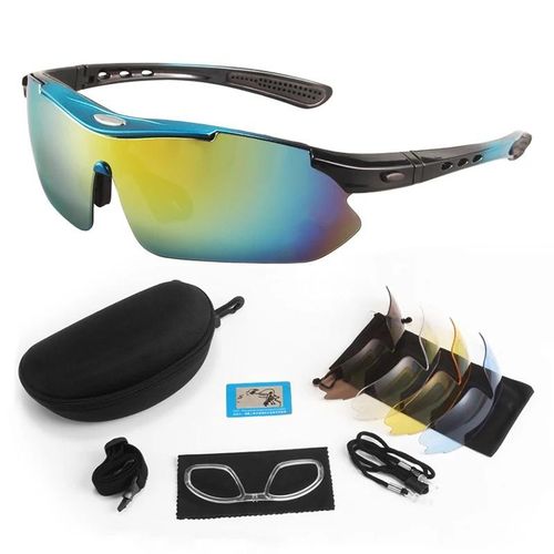 product_image_name-Generic-Polarized UV400 Sports Sunglasses Cycling Sun Glasses for Men Women with 5 Interchangeable Lenes for Running Baseball Golf Driving-1
