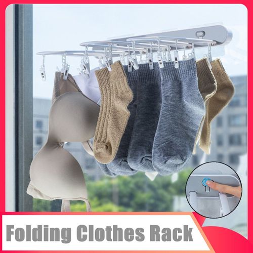 Generic 24 Clips Folding Clothes Hangers Laundry Underwear Socks Baby  Clothes Drying Rack Peg Hanger White + Black @ Best Price Online