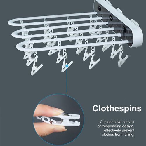 Generic 24 Clips Folding Clothes Hangers Laundry Underwear Socks Baby  Clothes Drying Rack Peg Hanger White + Black @ Best Price Online