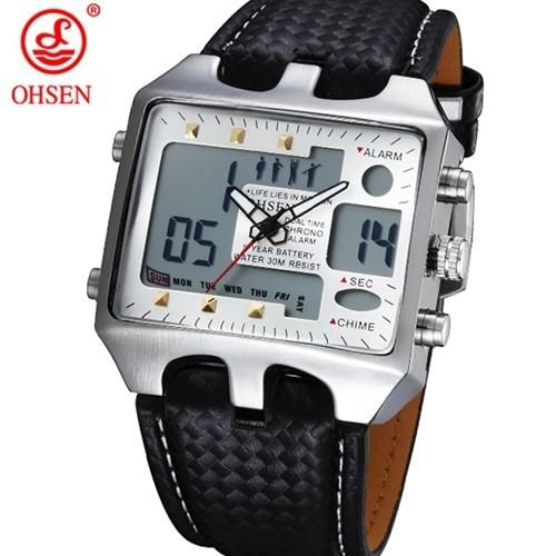 AA Fashion Ohsen Dual Time Man Quartz Watch Leather Strap White Men s Best Price Online Jumia Kenya