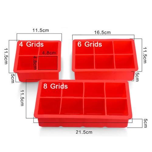 Big Cubitera Square Ice Tray Mold Square Ice Box Large Ice Cube Mold 4/6/8  Grids