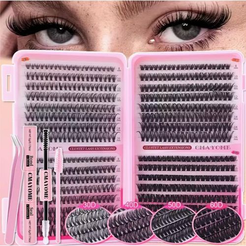 product_image_name-Generic-Manga Lash Clusters, 640 Pcs Eyelashes Clusters Extensions 9-16mm Individual Lashes D Curl Fluffy Wispy False Eyelashes Thin Band-2