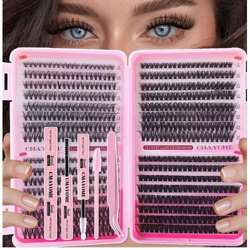 product_image_name-Generic-Manga Lash Clusters, 640 Pcs Eyelashes Clusters Extensions 9-16mm Individual Lashes D Curl Fluffy Wispy False Eyelashes Thin Band-3