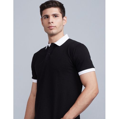 Black polo shirt online white collar