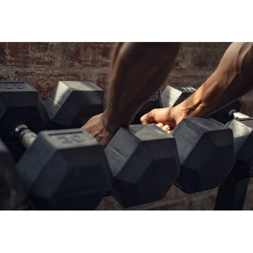 product_image_name-Generic-30kg pair Hexagonal Rubber Dumbbells- Strength training, Weight loss Workout exercises at home or gym for full body,arms, chest, back, core, and legs-3