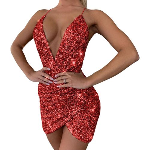 Women's Spaghetti Strap Fashion Designer Glitter Sequin Dresses