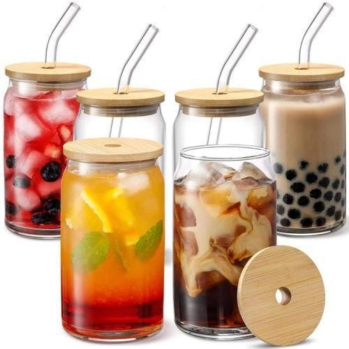 product_image_name-Generic-470ml Transparent Glass Cup with Bamboo Lid & Glass Straw – Hot & Cold Drink Tumbler-2