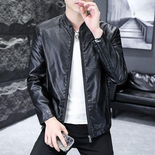Generic 2023 New High Quality Men s Leather Jacket Casual Coat Korean Style Trendy Slim And Handsome Youth Leather Jacket Black Best Price Online Jumia Kenya