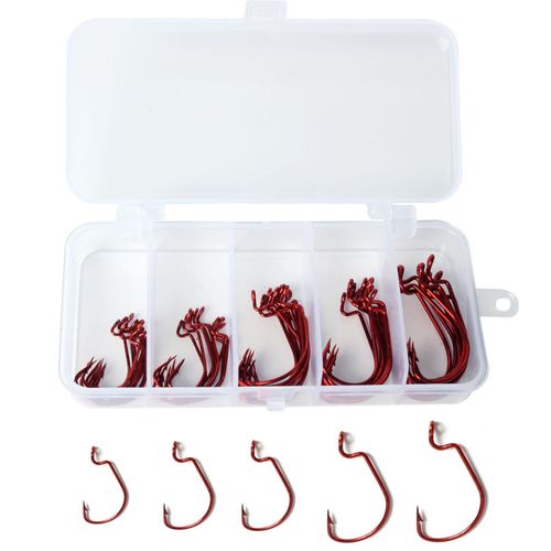 Generic 50pcs Fishing Hooks Offset Worm Hooks High Carbon Steel