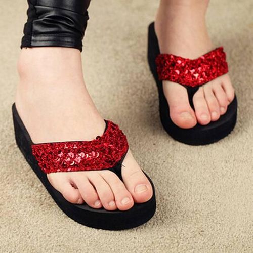 Generic New slippers female slippers wedges platform elevator slip