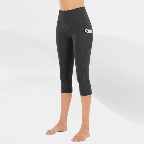 Generic Women Running Capris High Waist Cropped Yoga Pant Elastic Sport  Leggings Girls Gym Workout Tights Soft Slim.(#Grey) @ Best Price Online