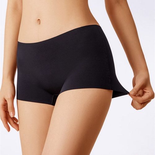 Silky Panties with Cotton Panel- Black