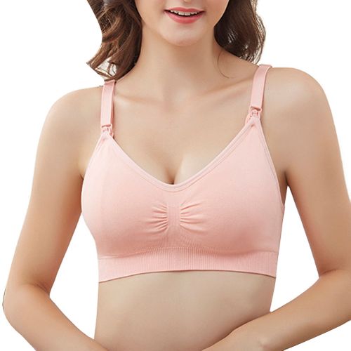 Fashion Maternity Nursing Bra Pregnancy Solid Color Wireless-Pink