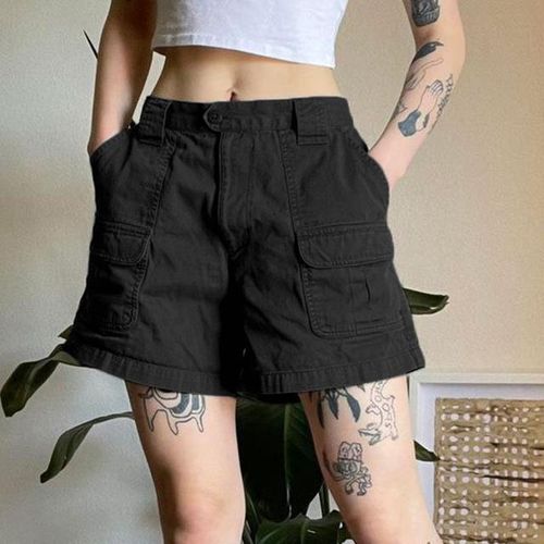 Generic Baggy Black Jorts Shorts Y2k For Women Multi Pocket High