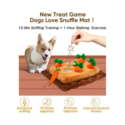 Plush Carrot Dog Toys Snuffle Mat Dog Puzzle Hide Seek Food Foraging  Training Slow Feeder Toys Stress Release Pet Supplies