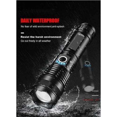 product_image_name-Generic-Super Bright LED Zoomable Torch P50 Rechargeable Metallic Waterproof USB Type-C-5