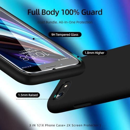 product_image_name-Generic-Black Slim Liquid Silicone 3 Layers Full Covered Soft Gel Rubber Phone Cover Case For IPhone 7-2