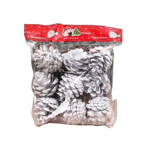 Yahpetes 6 Pcs Christmas Pine Cones 1.96 Snow Tipped Natural Pine Cones Wood Frosted Pine Cone Ornaments for Decorating and Designing (6 Pcs)