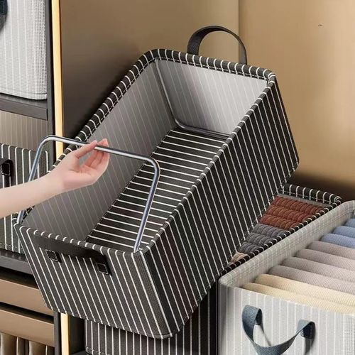 product_image_name-Generic-Striped/Checked Closet Organizer – Foldable Clothes Storage Organizer for Wardrobe & Shelves-3