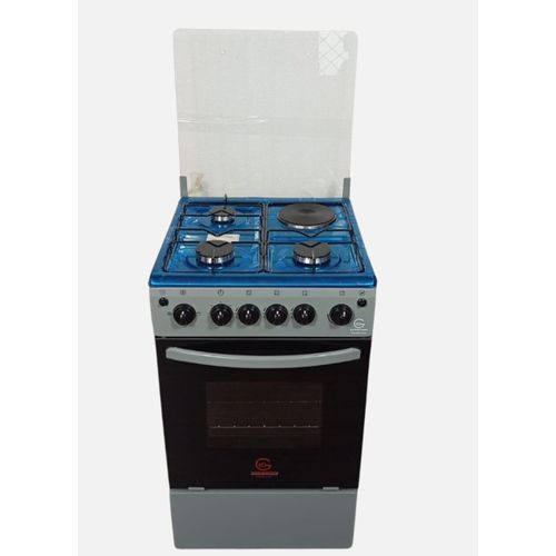 product_image_name-Eurochef-50*55, 3 Gas Jet Burners + 1 Rapid Plate Standing Cooker + Electric Oven - Silver-1
