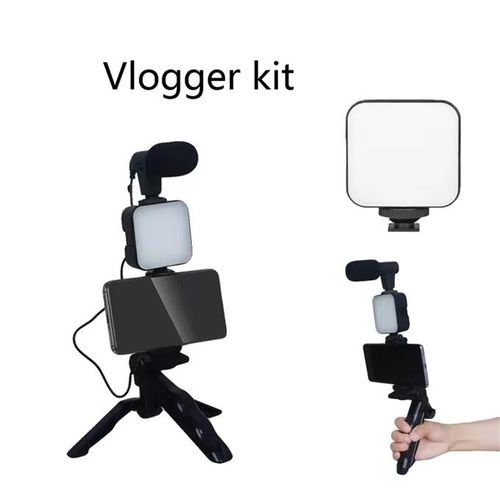 Generic New Vlogging Video Kit for IOS and Android with Phone Tripod Phone  Holder LED Light and Shotgun Microphone