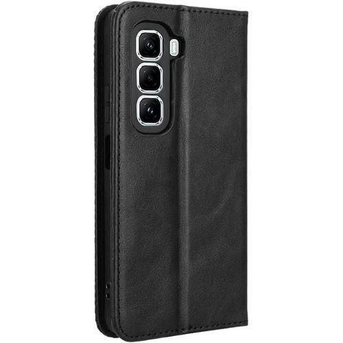 product_image_name-Generic-Wallet Black Retro Leather Flip All-Round Protection Cover Case For Infinix Hot 50 Pro+ (Hote 50 Pro Plus)-3