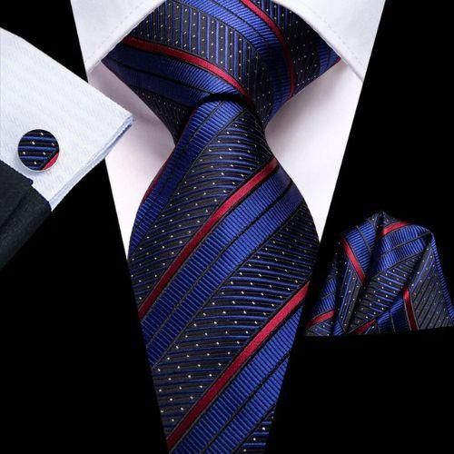 product_image_name-Fashion-Black Navy Blue And Dark Burgundy Striped Necktie-1