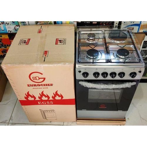 product_image_name-Eurochef-50*55, 3 Gas Jet Burners + 1 Hot Plate, Electric Oven Standing Cooker,,-2