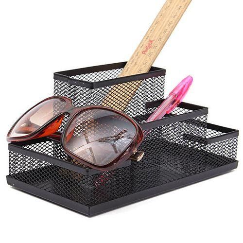 product_image_name-Generic-Black Metal Stand Pen Holder Office Pencil Box-2