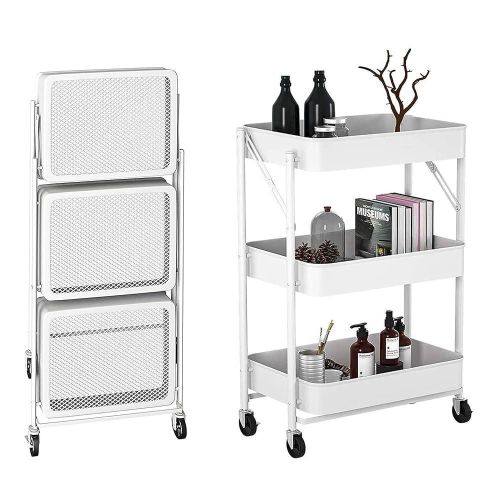 product_image_name-Generic-Foldable 3 layer metallic mesh trays trolley rack -4