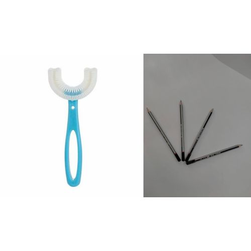 product_image_name-Generic-Kids Toothbrush U-shaped 6-12 Yrs&4 free Silver Pencils-2