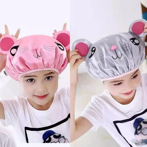 product_image_name-Generic-Cartoon Thick Waterproof Bath Hat Double Layer Shower Hair Cover for Kids – Comfortable, Adjustable, and Fun Bathing Protection for Boys & Girls-1
