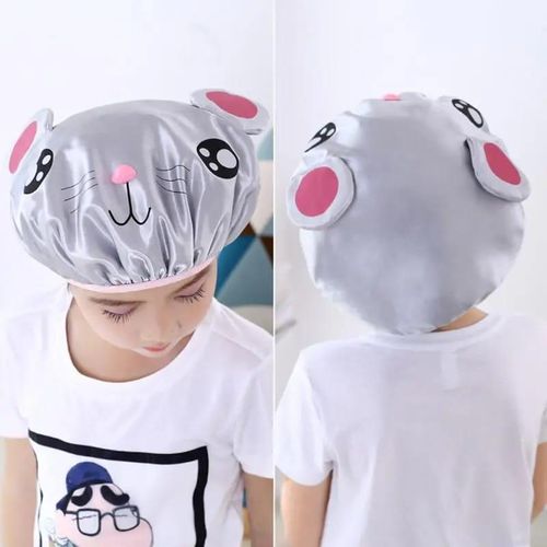product_image_name-Generic-Cartoon Thick Waterproof Bath Hat Double Layer Shower Hair Cover for Kids – Comfortable, Adjustable, and Fun Bathing Protection for Boys & Girls-3