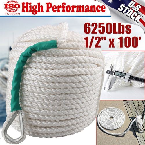 Generic 1/2x100' Twisted 3 Strand Nylon Anchor Rope Boat W/Thimble Rigging  Line 6250LBS @ Best Price Online