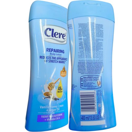 Clere Repairing Body Lotion With Vanilla Honey Cream + Argan Oil bc