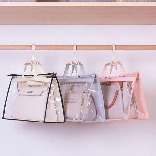 Amazon.com: Clear Closet Hanging Handbag Organizer with Zippers, KMOTASUO  Easy Access Wardrobe Tote Bag Purse Storage Holder Over The Door Space  Saving Shelf Pocket for Bedrooms Living Room : Home & Kitchen